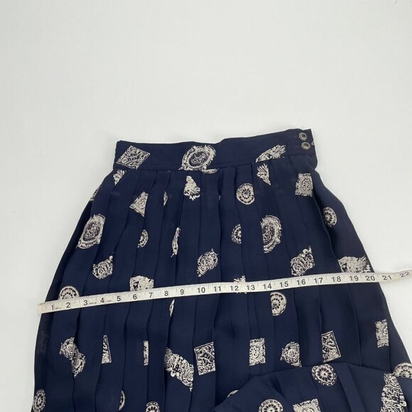 Vintage Counterparts Blue Pleated Coastal Grandma Midi Skirt Womens Size 8 - Picture 6 of 10